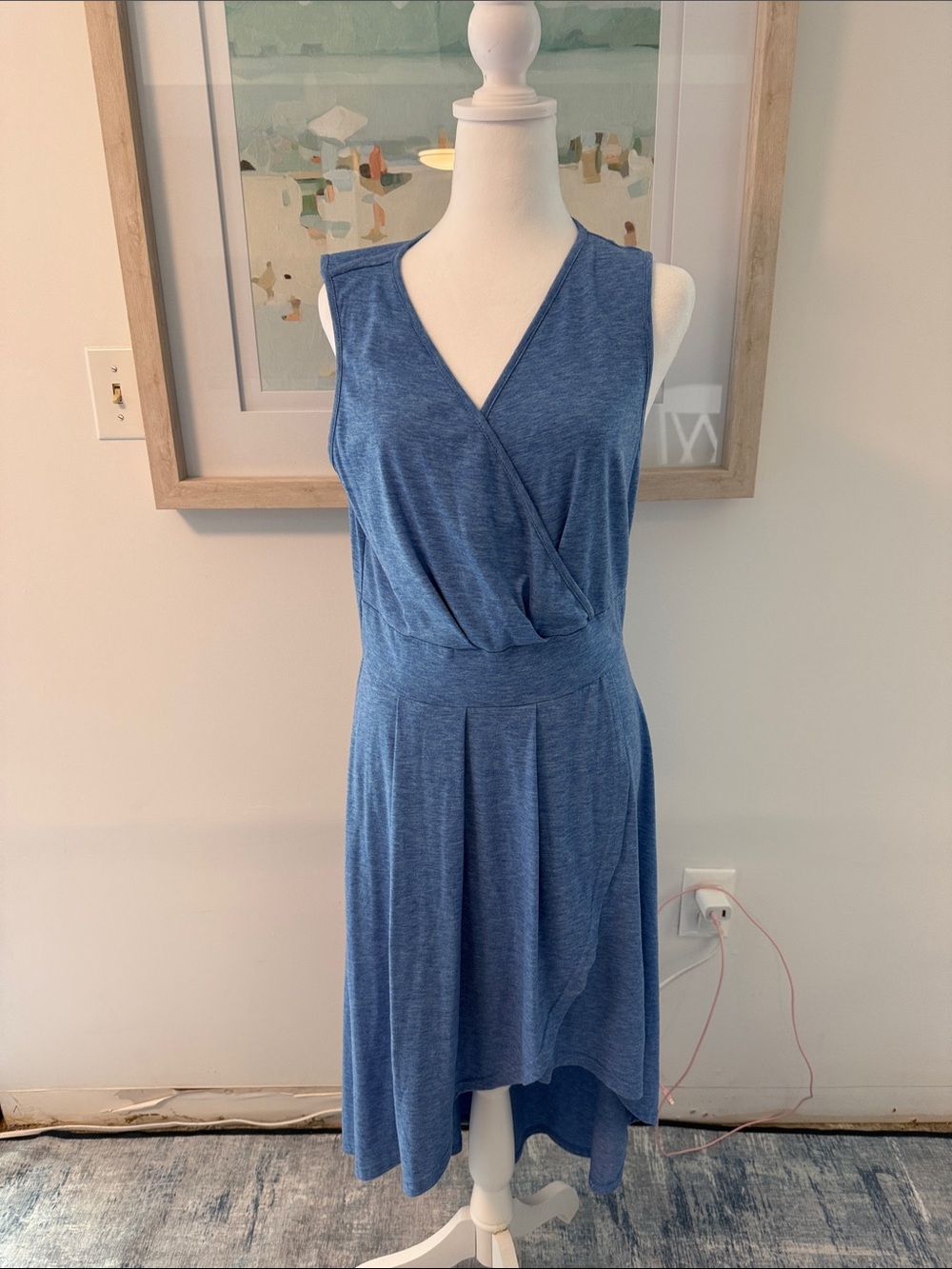 HALARA Blue Sleeveless High-Low Wrap Dress Size Large